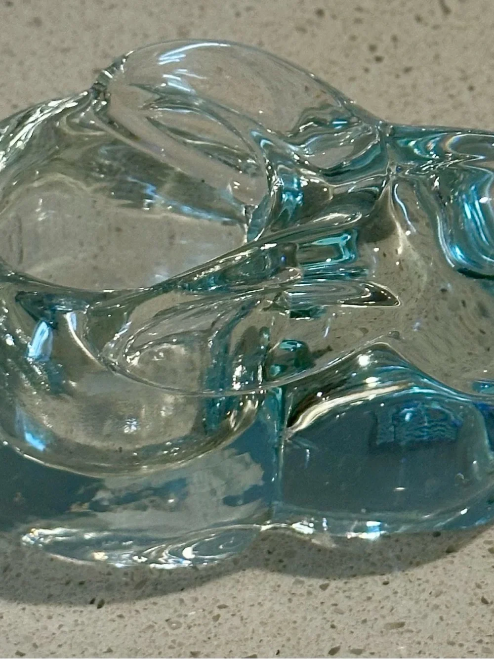 Clear Aqua Glass Bunny Candle Holder